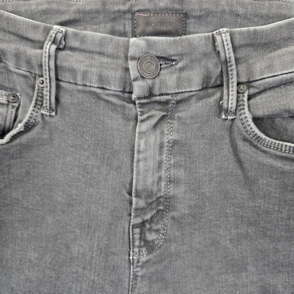 MOTHER Jeans Women's The Looker Zip Fray Dye Faded Black Size 26